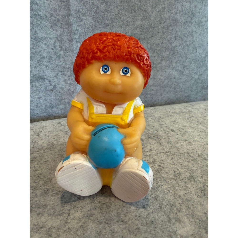 Vintage 1983 Cabbage Patch Kids Piggy Bank Boy with Red Hair - Missing Stopper